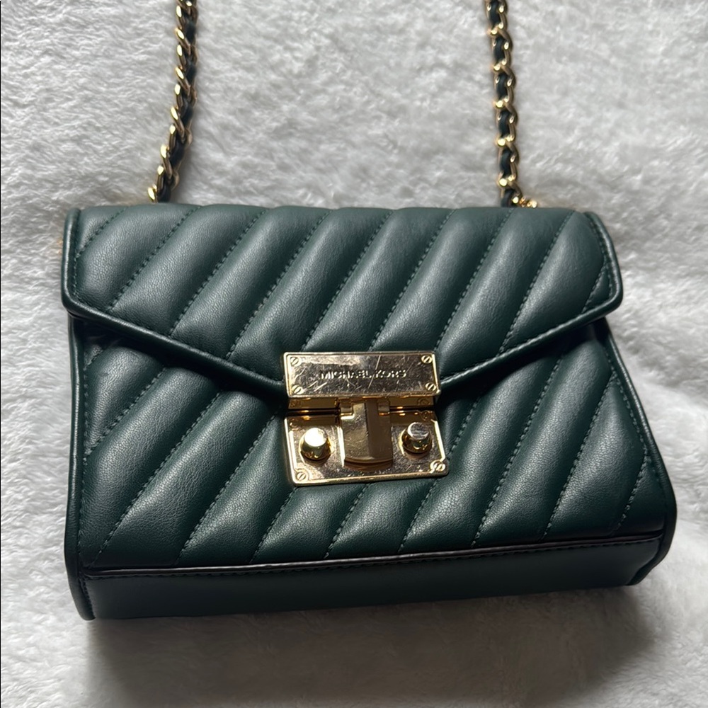 Michael Kors Green Quilted Chain Bag